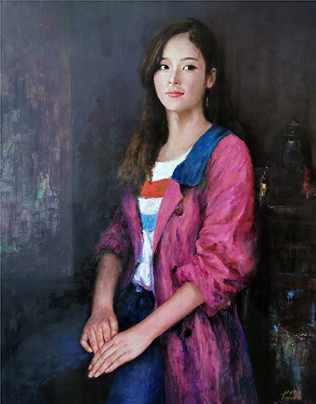 张丹阳作品1《抖音里的女孩》114x146cm 2020年4月